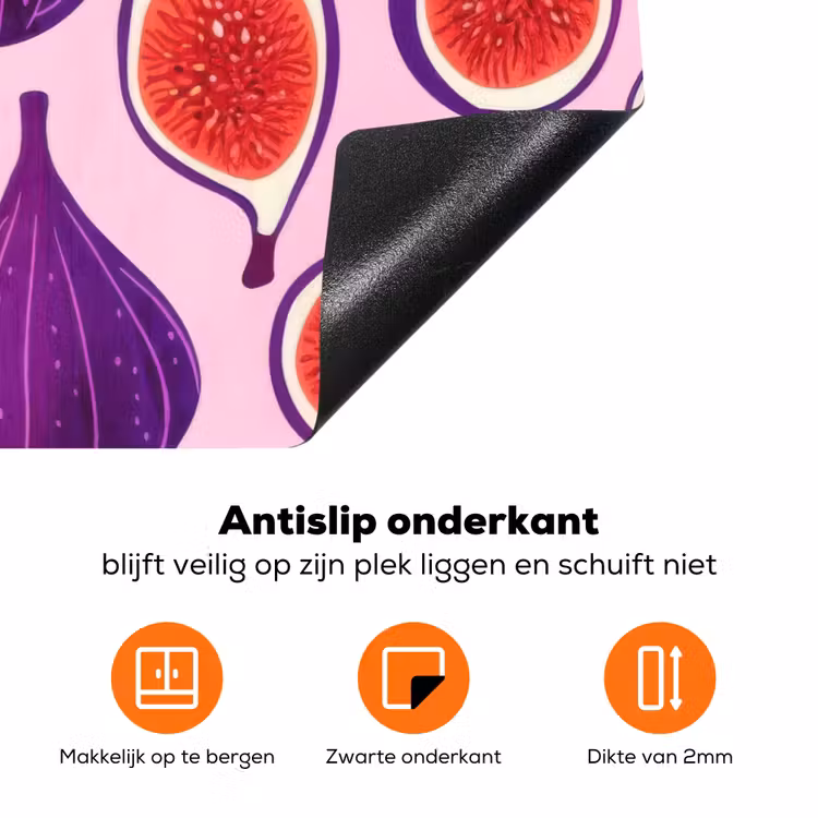 Vijgen - Roze - Paars Inductie beschermer vinyl 3mm klein -zzzzzzz-td-onderkant