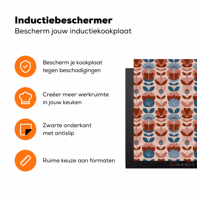 Vintage - Motief - Kleurrijk Inductie beschermer vinyl 3mm klein 276 -zzzzzzz-td-ups