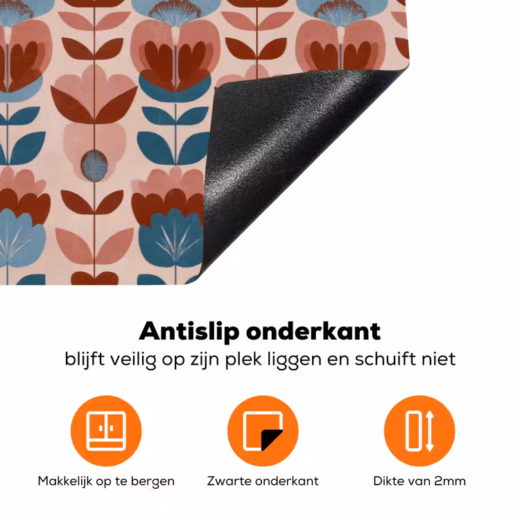 Vintage - Motief - Kleurrijk Inductie beschermer vinyl 3mm klein 276 -zzzzzzz-td-onderkant