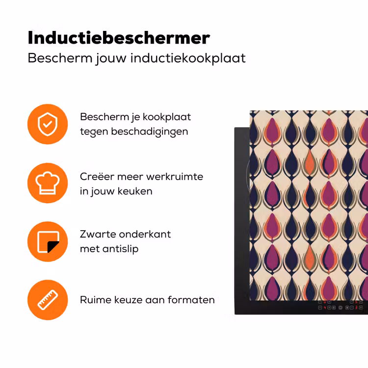 Vintage - Retro - Kleurrijk Inductie beschermer vinyl 3mm klein 276 -zzzzzzz-td-ups