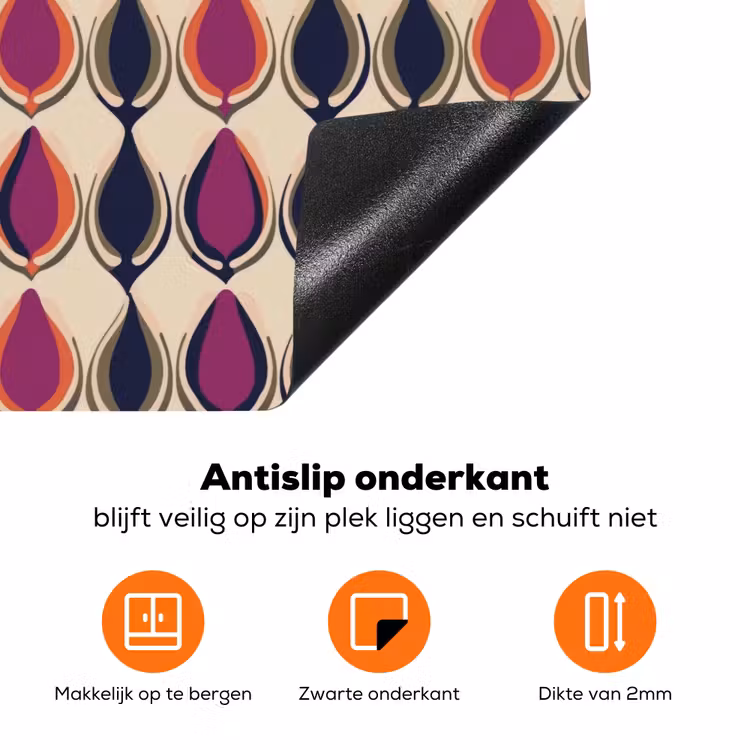 Vintage - Retro - Kleurrijk Inductie beschermer vinyl 3mm klein 276 -zzzzzzz-td-onderkant