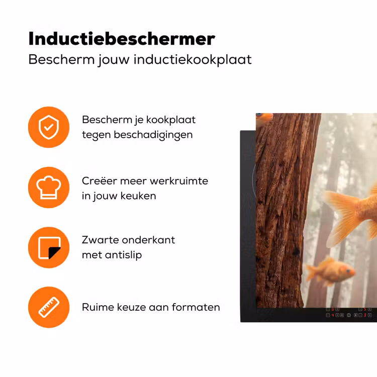 Inductiebeschermer - Vis - Bos - Fantasie - Vis - Bos - Fantasie Inductie beschermer vinyl 3mm klein