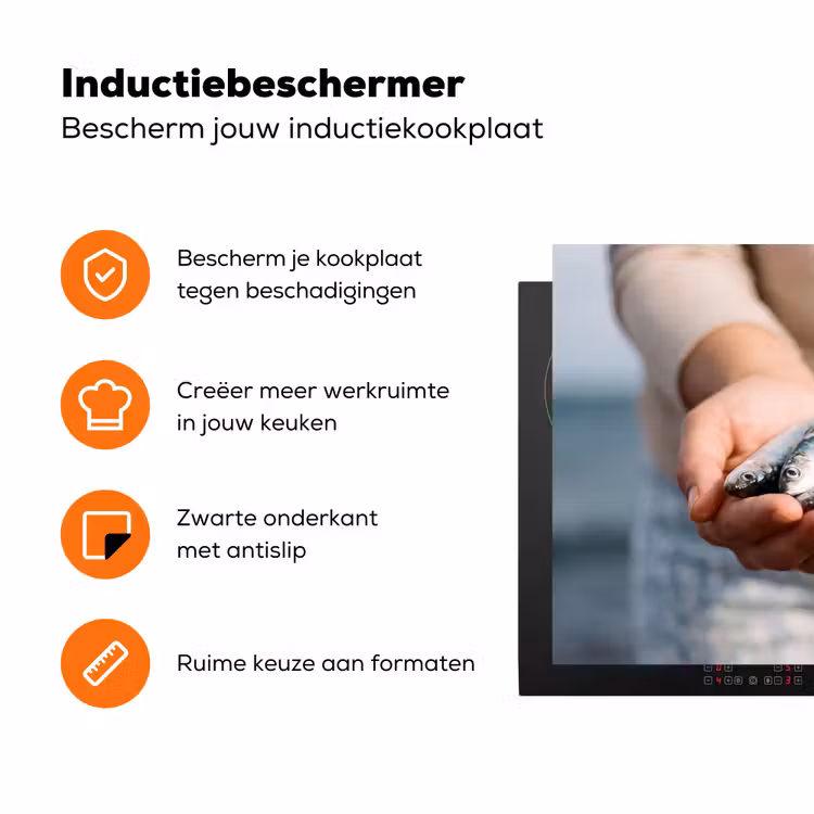 Inductiebeschermer - Vis - Handen - Natuur - Vis - Handen - Natuur Inductie beschermer vinyl 3mm klein