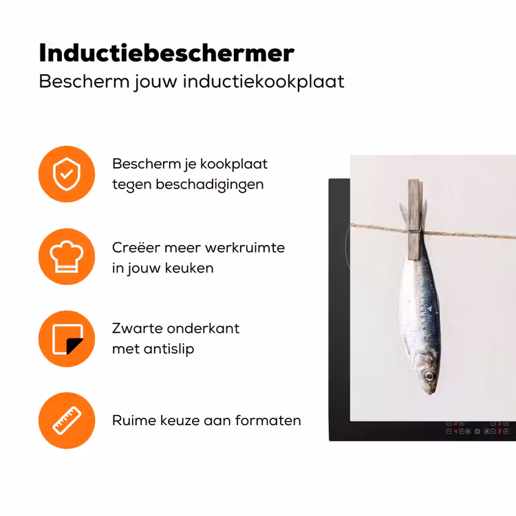Inductiebeschermer - Vis - Hangend - Eten - Vis - Hangend - Eten Inductie beschermer vinyl 3mm klein
