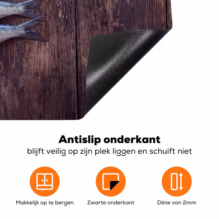 Inductiebeschermer - Vis - Hout - Eten - Vis - Hout - Eten Inductie beschermer vinyl 3mm klein