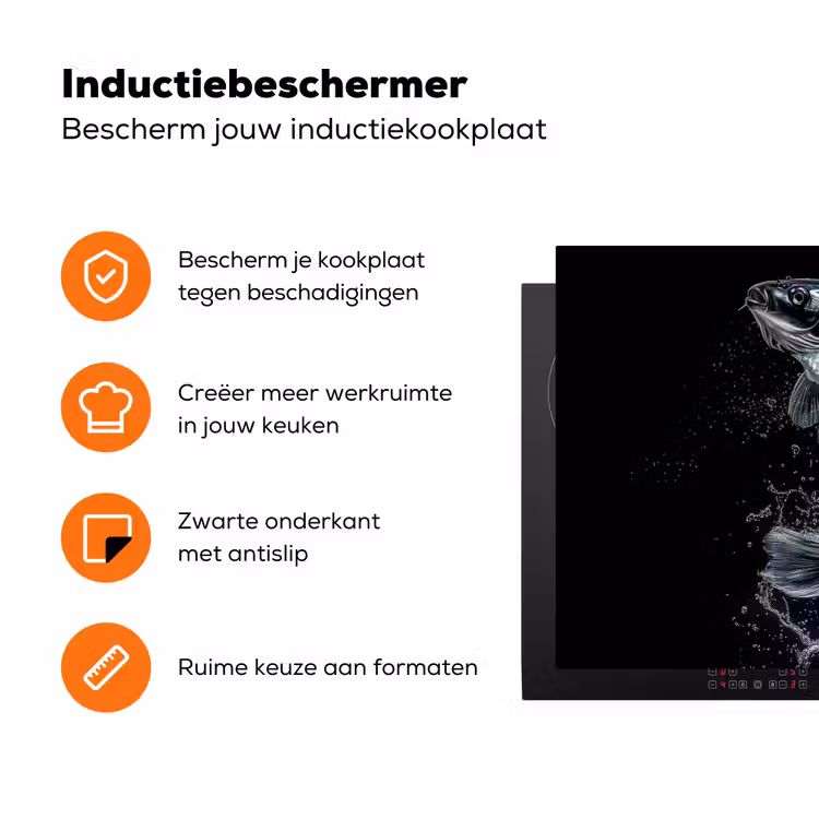 Vis - Koi - Zwart - Water Inductie beschermer vinyl 3mm klein -zzzzzzz-td-ups