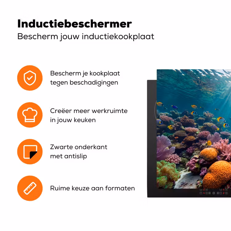 Vis - Koraal - Oceaan - Natuur - Kleurrijk Inductie beschermer vinyl 3mm klein -zzzzzzz-td-ups