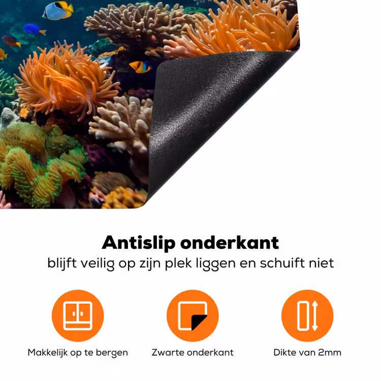 Vis - Koraal - Oceaan - Natuur - Kleurrijk Inductie beschermer vinyl 3mm klein -zzzzzzz-td-onderkant