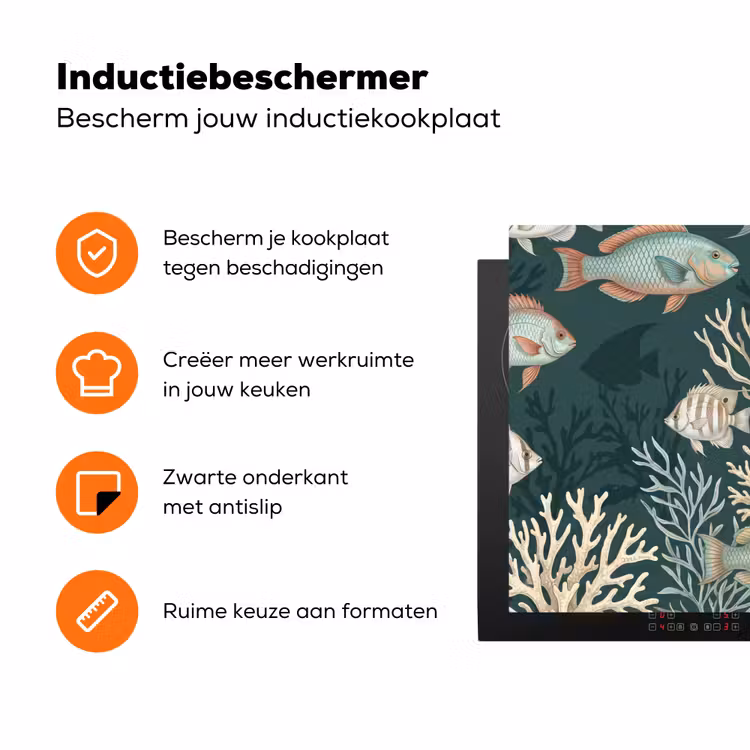 Vis - Koraal - Onderwater - Illustratie Inductie beschermer vinyl 3mm klein -zzzzzzz-td-ups