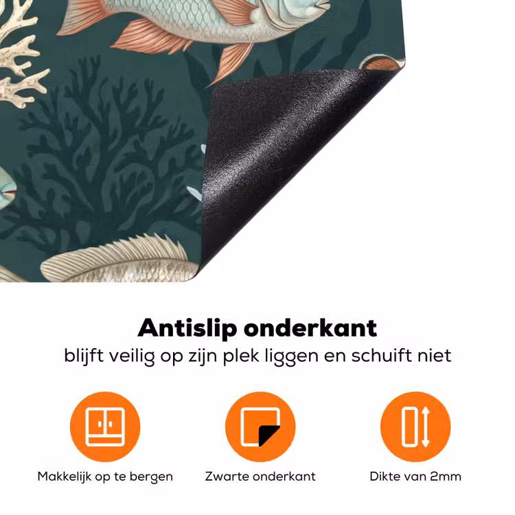 Vis - Koraal - Onderwater - Illustratie Inductie beschermer vinyl 3mm klein -zzzzzzz-td-onderkant