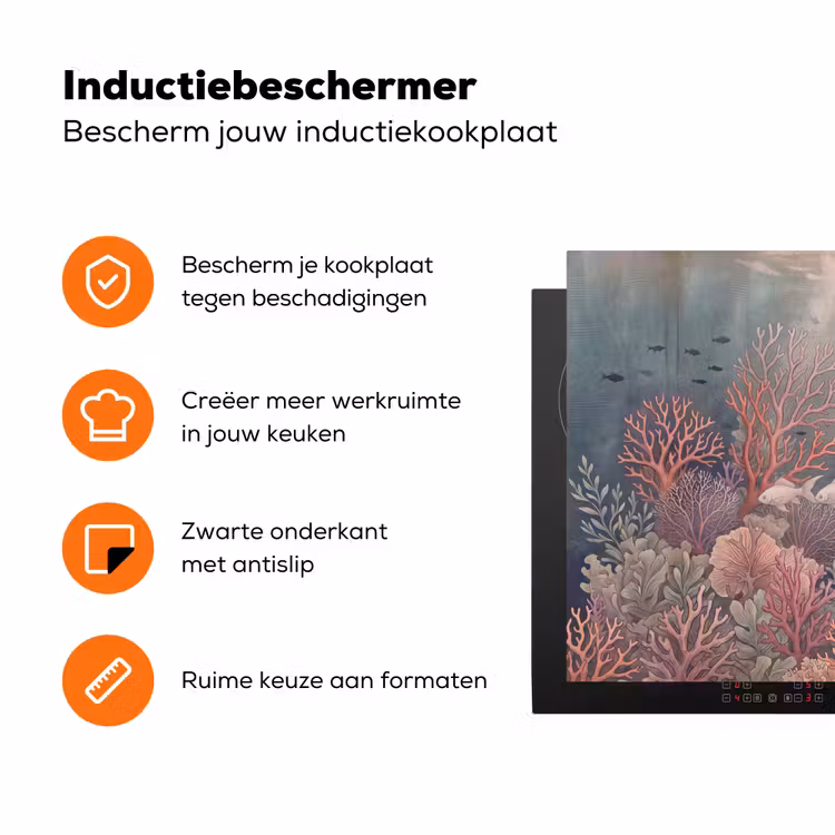 Vis - Koraal - Onderwater - Illustratie - Vintage Inductie beschermer vinyl 3mm klein -zzzzzzz-td-ups