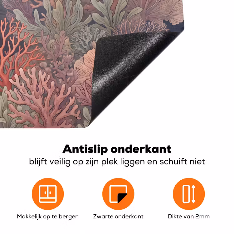 Vis - Koraal - Onderwater - Illustratie - Vintage Inductie beschermer vinyl 3mm klein -zzzzzzz-td-onderkant