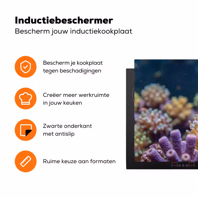 Vis - Koraal - Onderwater - Oranje - Dieren Inductie beschermer vinyl 3mm klein -zzzzzzz-td-ups