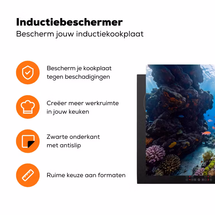Vis - Koraalrif - Onderwater - Levendig - Blauw Inductie beschermer vinyl 3mm klein -zzzzzzz-td-ups