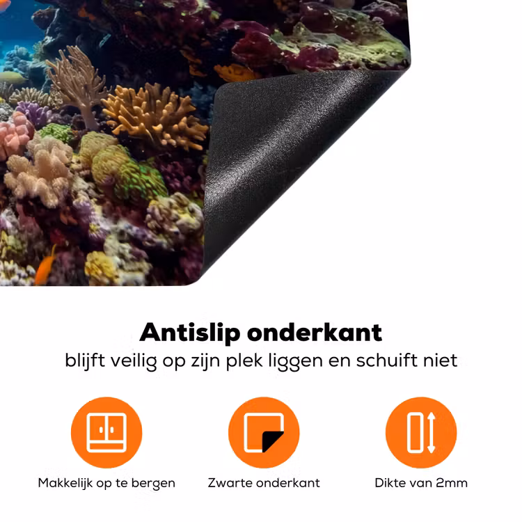 Vis - Koraalrif - Onderwater - Levendig - Blauw Inductie beschermer vinyl 3mm klein -zzzzzzz-td-onderkant