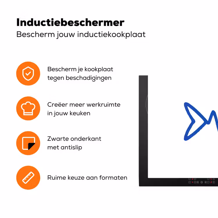 Vis - Minimalistisch - Blauw - Lijn Inductie beschermer vinyl 3mm klein -zzzzzzz-td-ups