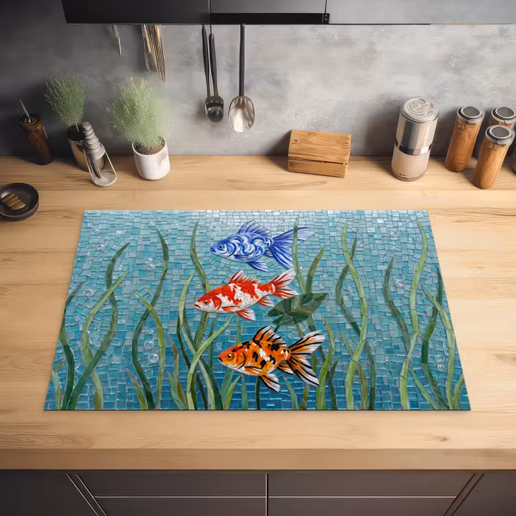 Vis - Mozaïek - Onderwater - Kleurrijk - Dieren Inductie beschermer vinyl 3mm klein -sfeer5