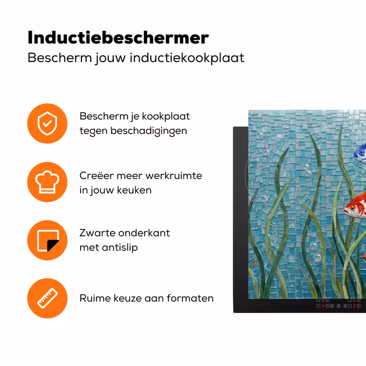Vis - Mozaïek - Onderwater - Kleurrijk - Dieren Inductie beschermer vinyl 3mm klein -zzzzzzz-td-ups