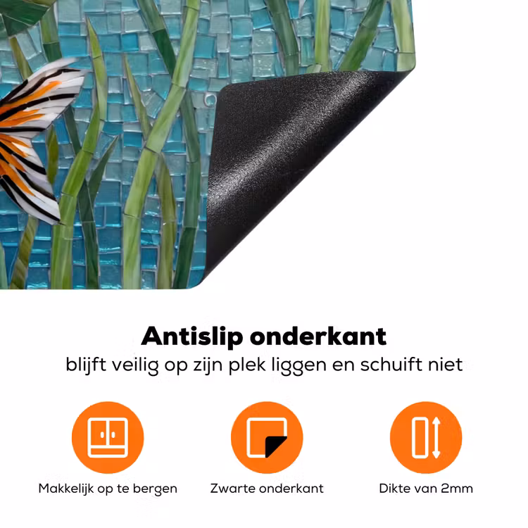 Vis - Mozaïek - Onderwater - Kleurrijk - Dieren Inductie beschermer vinyl 3mm klein -zzzzzzz-td-onderkant