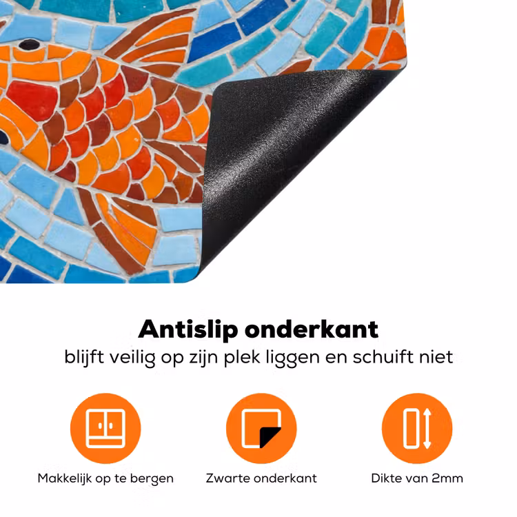 Vis - Mozaïek - Water - Decoratief - Blauw Inductie beschermer vinyl 3mm klein -zzzzzzz-td-onderkant