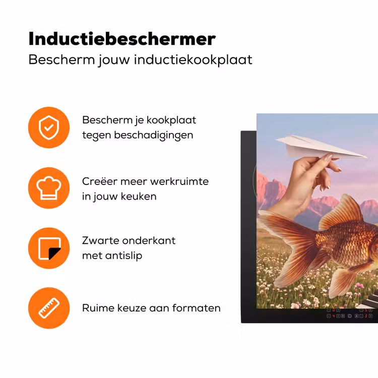Inductiebeschermer - Vis - Natuur - Abstract - Vis - Natuur - Abstract Inductie beschermer vinyl 3mm klein
