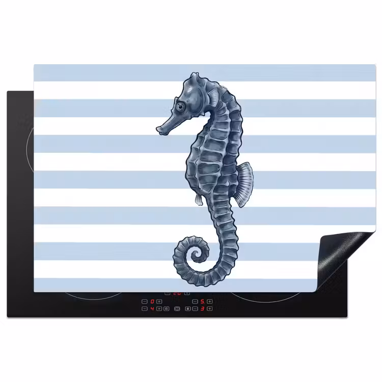 Vis - Oceaan - Illustratie - Blauw - Strepen Inductie beschermer vinyl 3mm klein -3d
