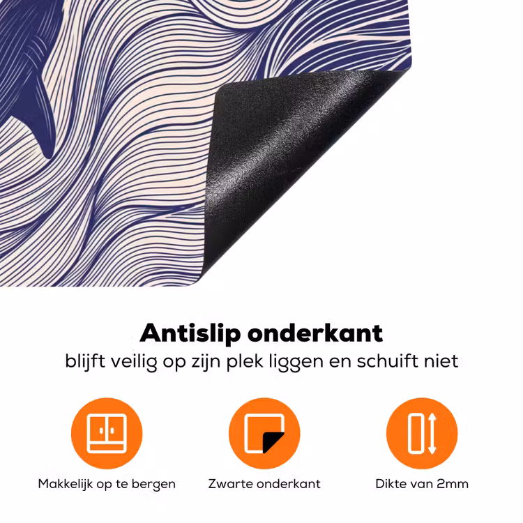 Vis - Oceaan - Lijntekening - Blauw - Dieren Inductie beschermer vinyl 3mm klein -zzzzzzz-td-onderkant