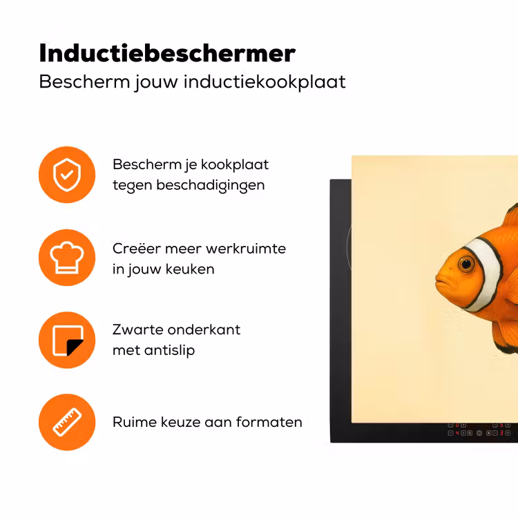 Vis - Oranje - Strepen Inductie beschermer vinyl 3mm klein -zzzzzzz-td-ups