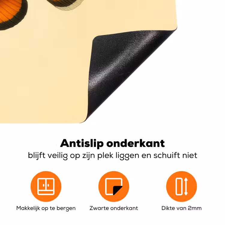 Vis - Oranje - Strepen Inductie beschermer vinyl 3mm klein -zzzzzzz-td-onderkant