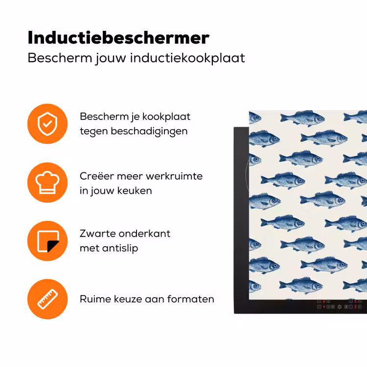 Vis - Patroon - Blauw Inductie beschermer vinyl 3mm klein 276 -zzzzzzz-td-ups