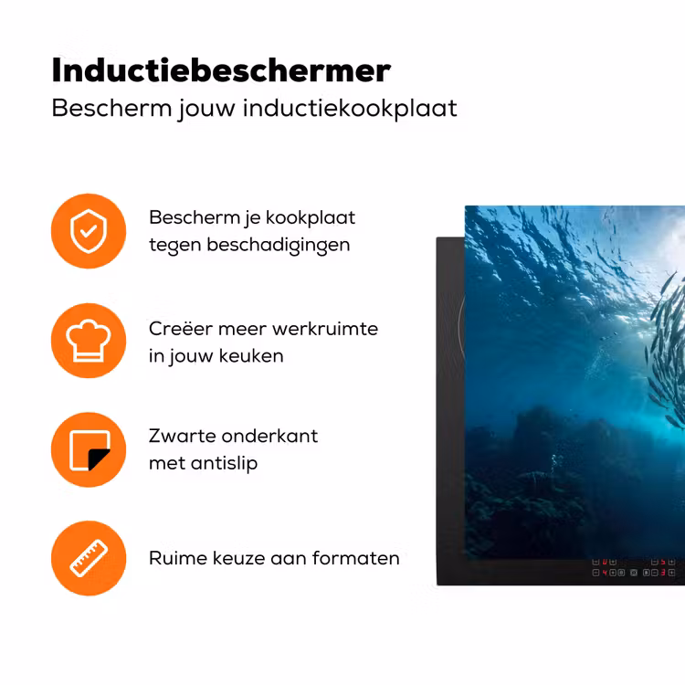 Vis - School - Oceaan - Natuur - Blauw Inductie beschermer vinyl 3mm klein -zzzzzzz-td-ups