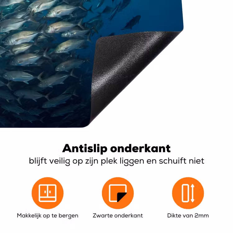 Vis - School - Oceaan - Natuur - Blauw Inductie beschermer vinyl 3mm klein -zzzzzzz-td-onderkant