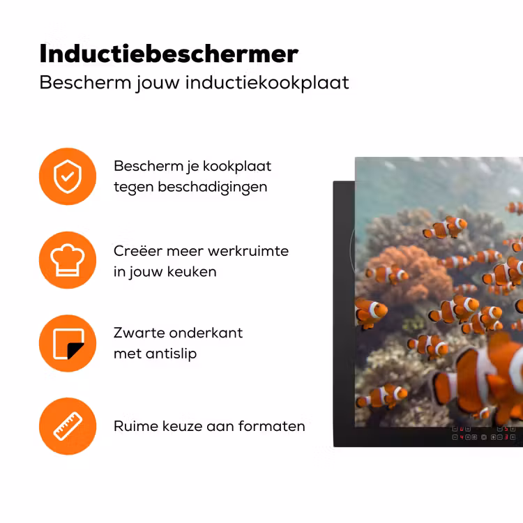 Vis - School - Onderwater - Dieren - Oranje Inductie beschermer vinyl 3mm klein -zzzzzzz-td-ups