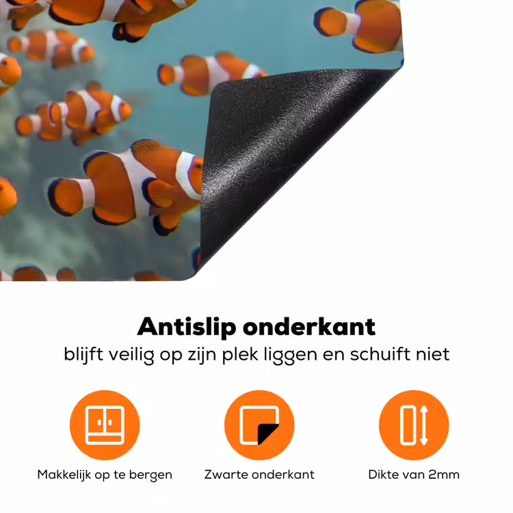 Vis - School - Onderwater - Dieren - Oranje Inductie beschermer vinyl 3mm klein -zzzzzzz-td-onderkant