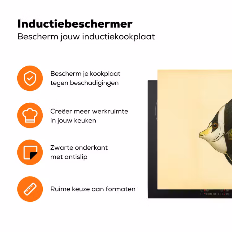 Vis - Sierlijk - Rugvin - Geel Inductie beschermer vinyl 3mm klein -zzzzzzz-td-ups