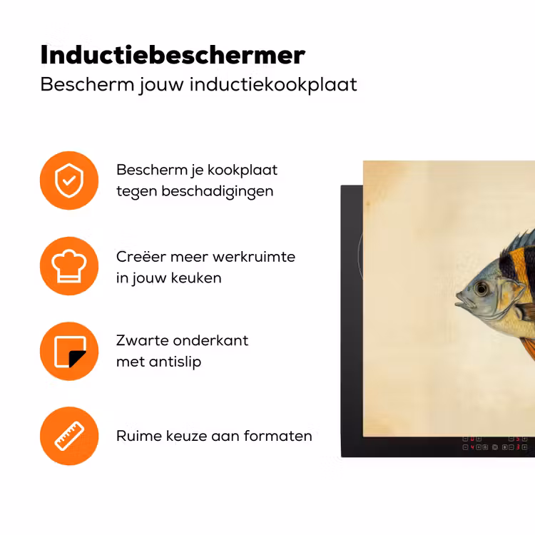 Vis - Tropisch - Strepen - Vinnen Inductie beschermer vinyl 3mm klein -zzzzzzz-td-ups