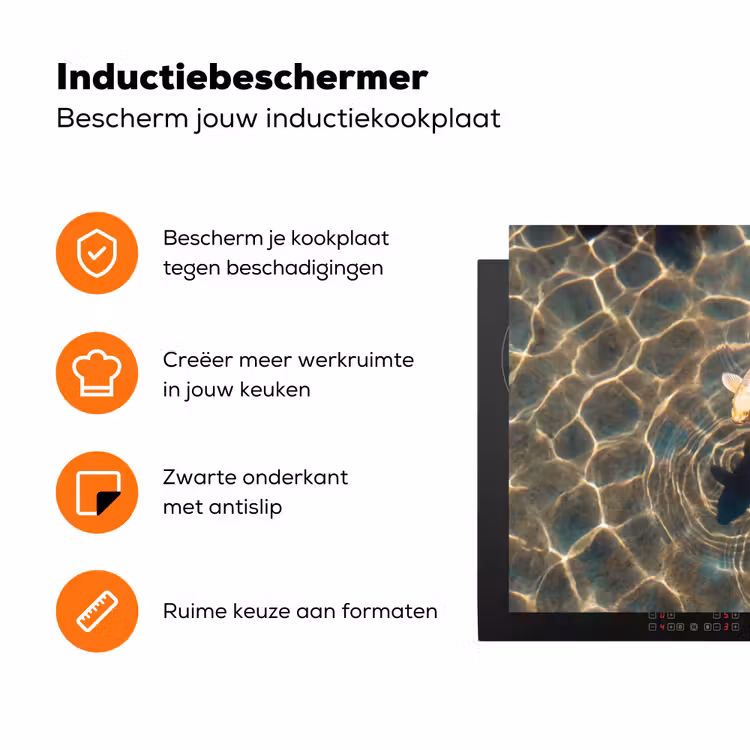 Vis - Water - Dieren - Oranje - Goud Inductie beschermer vinyl 3mm klein -zzzzzzz-td-ups