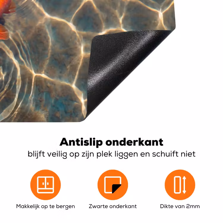 Vis - Water - Dieren - Oranje - Goud Inductie beschermer vinyl 3mm klein -zzzzzzz-td-onderkant