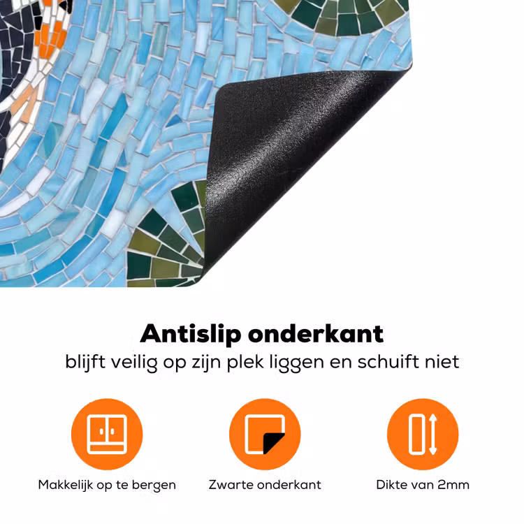 Vis - Water - Natuur - Mozaïek - Blauw Inductie beschermer vinyl 3mm klein -zzzzzzz-td-onderkant