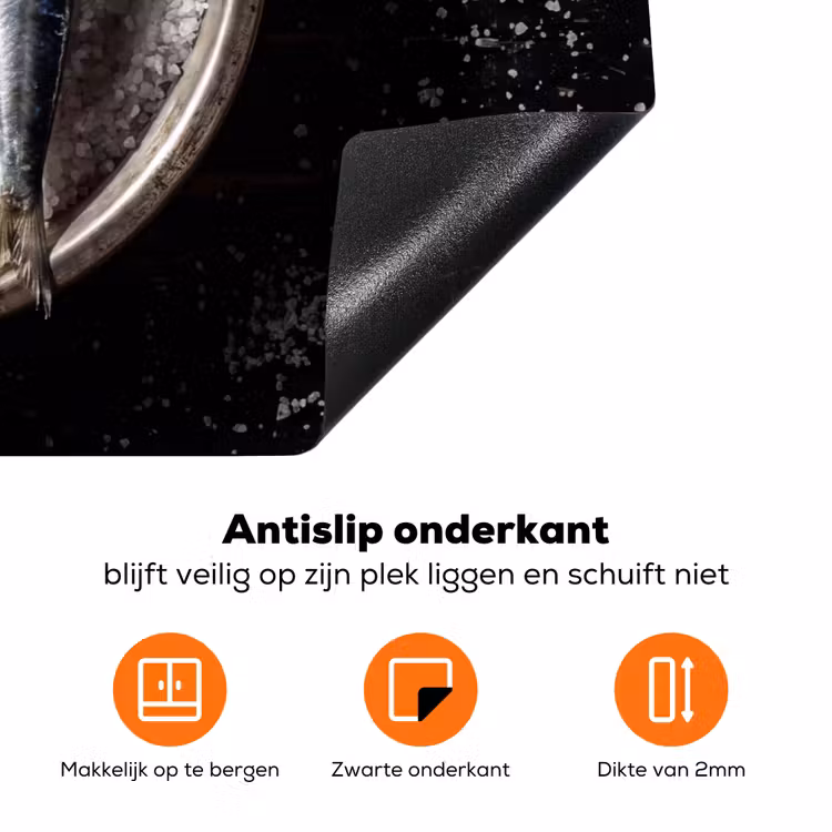 Inductiebeschermer - Vis - Zout - Eten - Vis - Zout - Eten Inductie beschermer vinyl 3mm klein