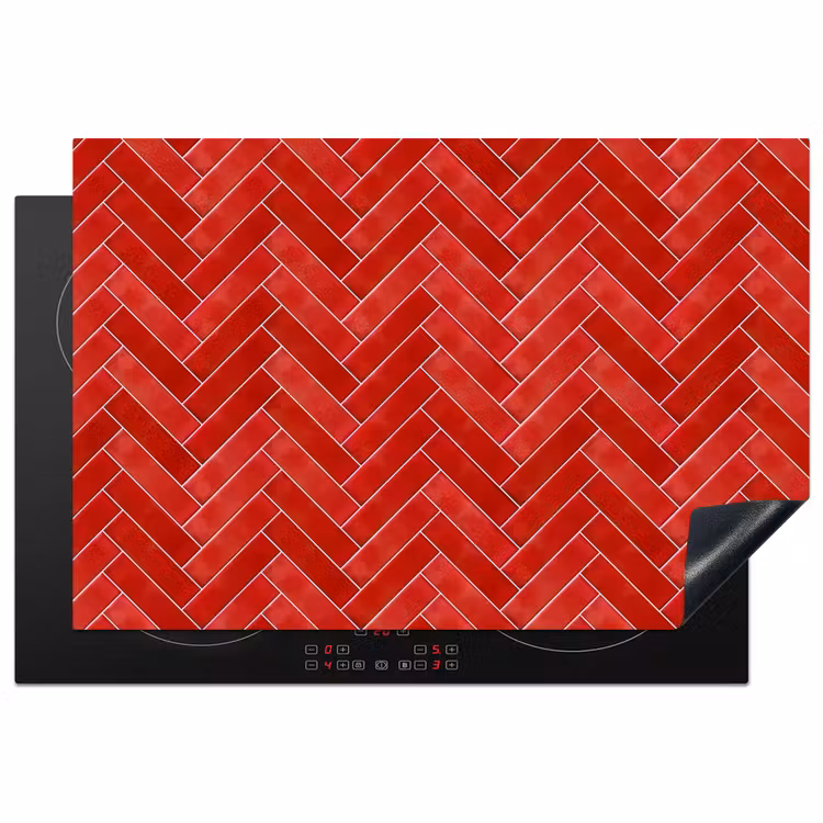 Visgraat - Tegel - Rood Inductie beschermer vinyl 3mm klein 276 -3d