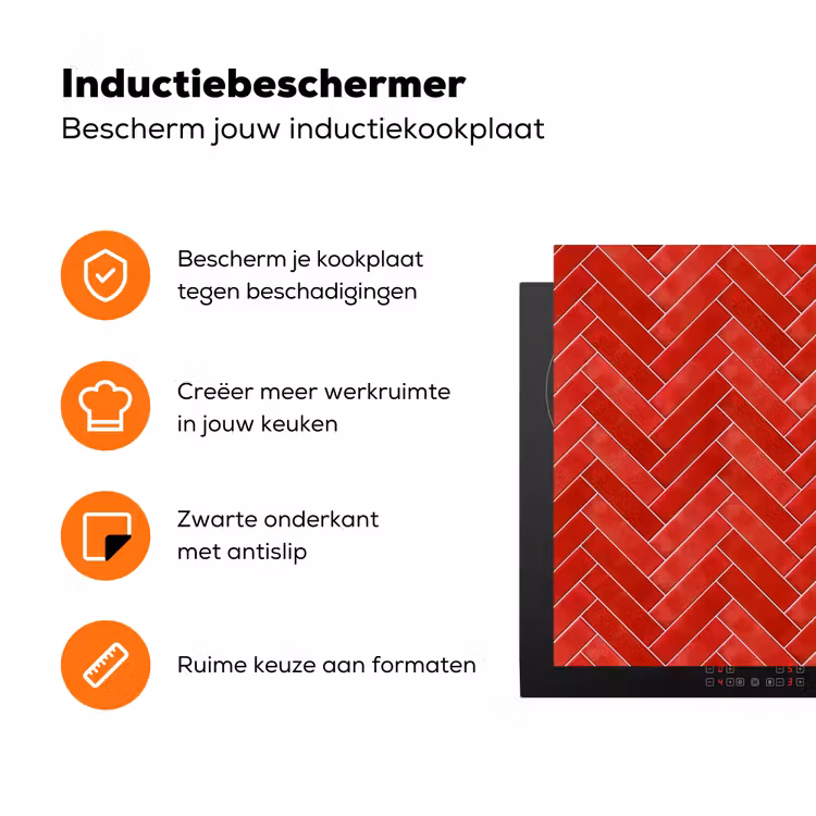 Visgraat - Tegel - Rood Inductie beschermer vinyl 3mm klein 276 -zzzzzzz-td-ups