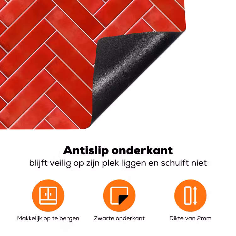 Visgraat - Tegel - Rood Inductie beschermer vinyl 3mm klein 276 -zzzzzzz-td-onderkant