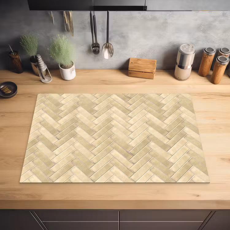 Visgraat - Tegel - Zand Inductie beschermer vinyl 3mm klein 276 -sfeer5