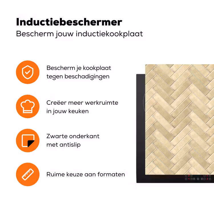 Visgraat - Tegel - Zand Inductie beschermer vinyl 3mm klein 276 -zzzzzzz-td-ups