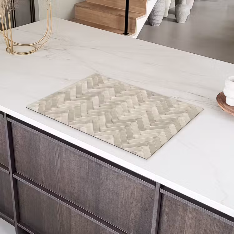 Visgraat - Wandtegel - Beige Inductie beschermer vinyl 3mm klein 276 -sfeer8