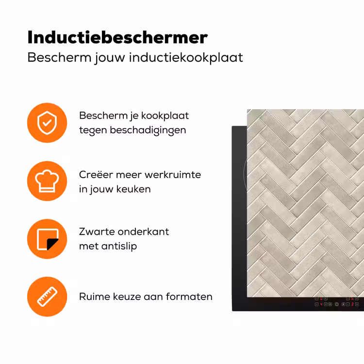Visgraat - Wandtegel - Beige Inductie beschermer vinyl 3mm klein 276 -zzzzzzz-td-ups