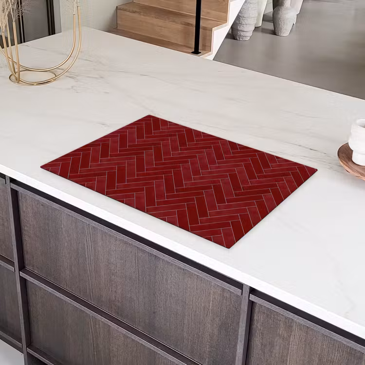 Visgraat - Wandtegel - Bordeaux - Rood Inductie beschermer vinyl 3mm klein 276 -sfeer8