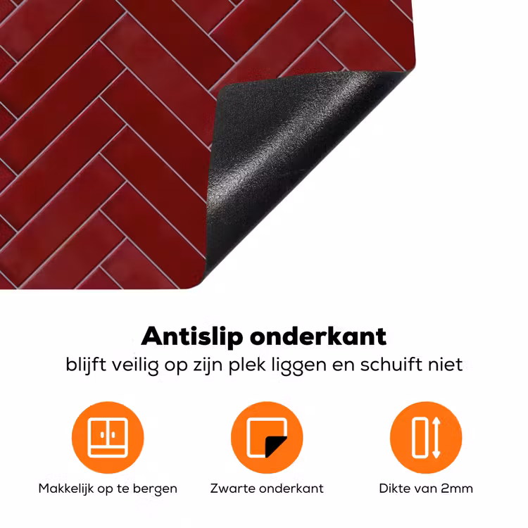 Visgraat - Wandtegel - Bordeaux - Rood Inductie beschermer vinyl 3mm klein 276 -zzzzzzz-td-onderkant