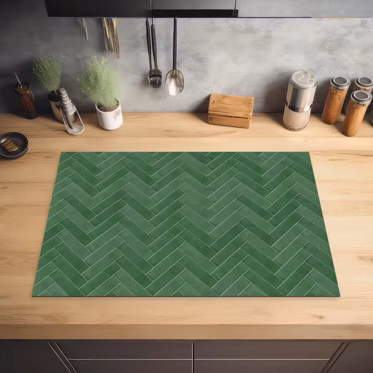 Visgraat - Wandtegel - Bosgroen Inductie beschermer vinyl 3mm klein 276 -sfeer5